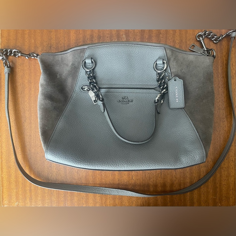 Coach Suede & Leather Heather Grey Prairie Satchel